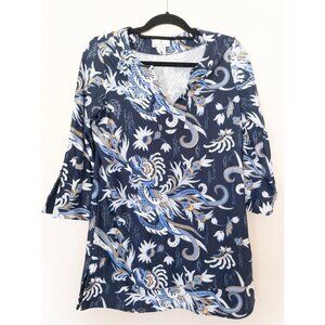 Jude Connally Womens Navy Floral Stretch Tunic Dres sSize L